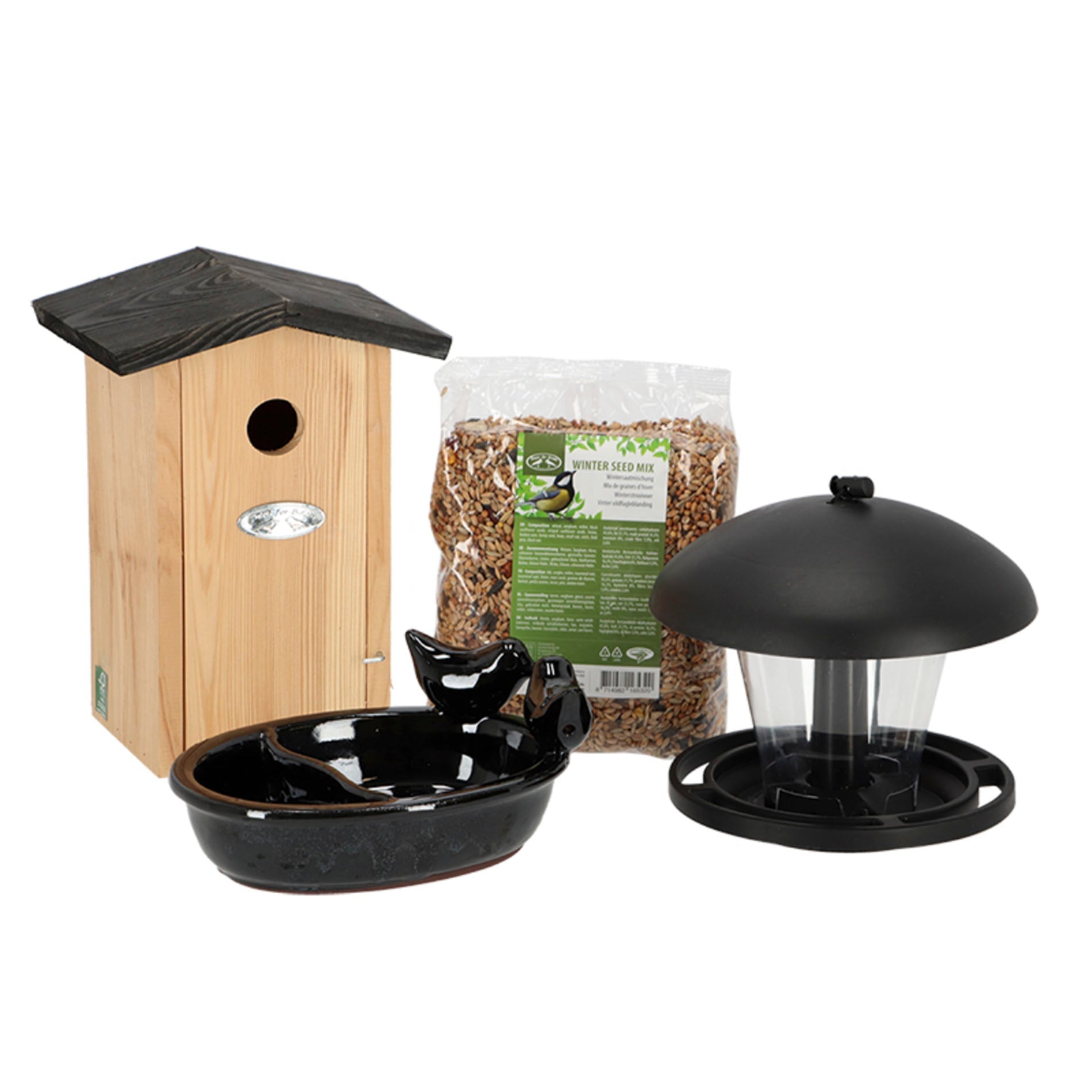 Complete Bird Package - Birdhouse And Bird Food - Garden Accessories